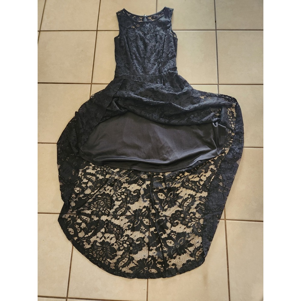 MUADRESS Womens Black Lace High Low Cocktail Dress Sleeveless Size S - Picture 9 of 11